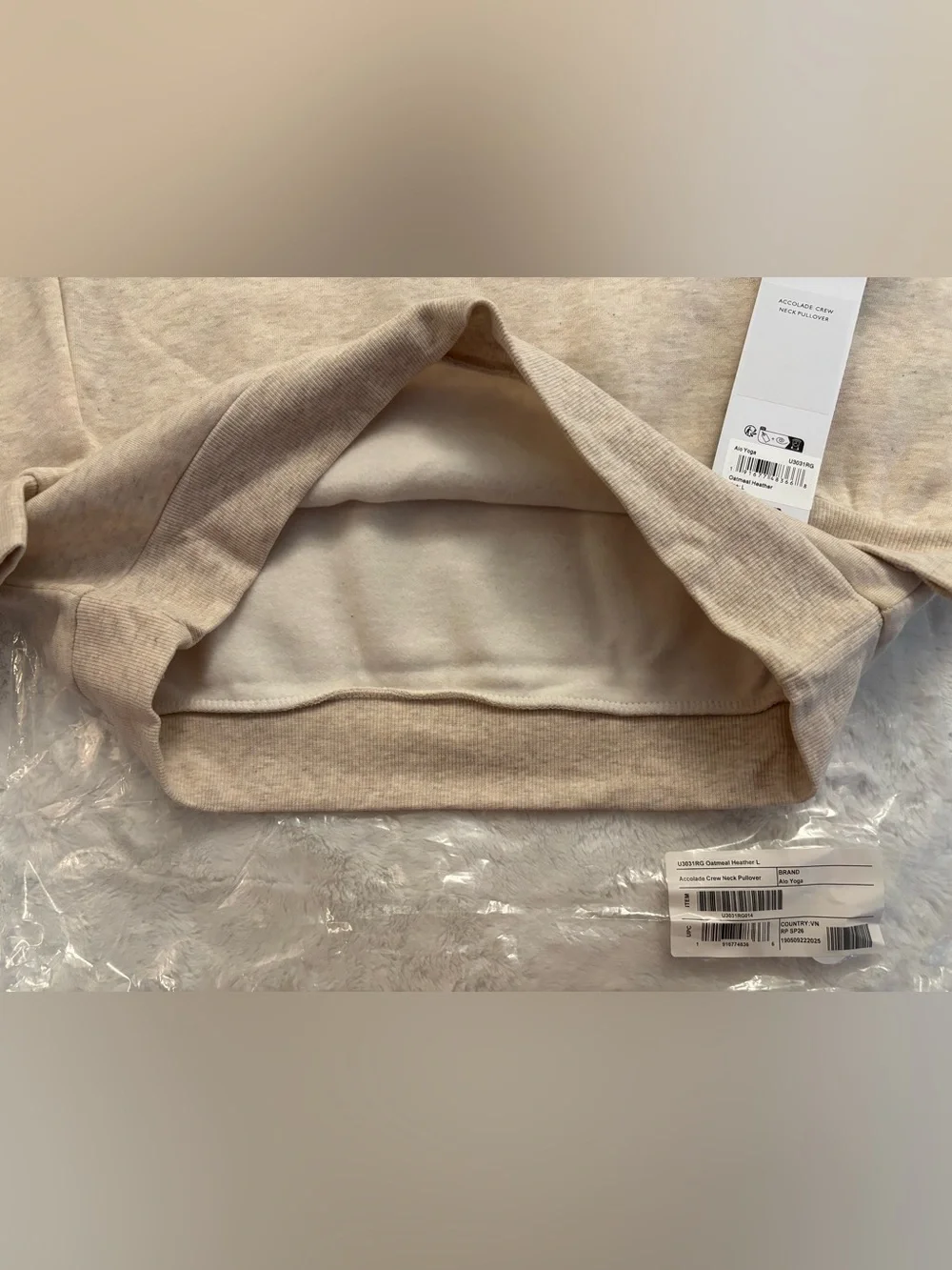 ALO Yoga Accolade Crewneck Sweater in Oatmeal Heather Large NWT